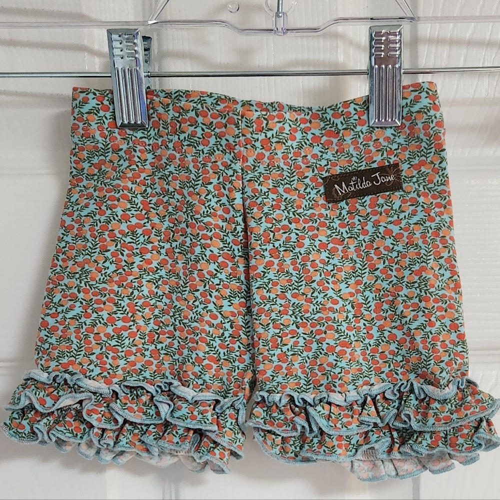 Matilda Jane Floral Kids Shorts - Orange and Green